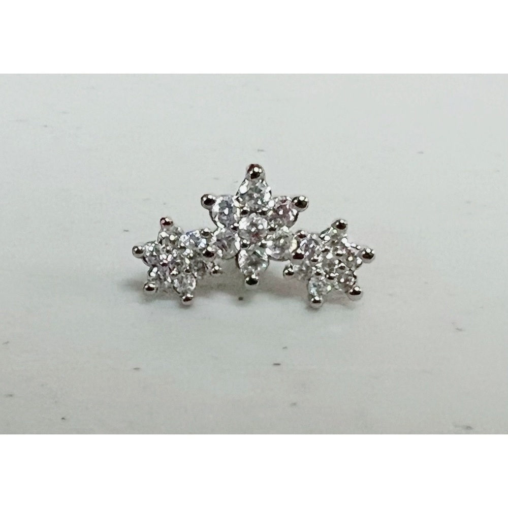 Silver Diamond Floral Flower Trio Helix Tragus Stud Post Earring Body Jewelry